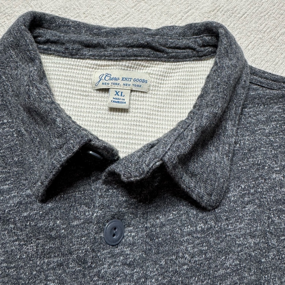 JCREW Men’s Grey Waffle Lined Harbor Button Up Shirt Shacket XL - Picture 5 of 9